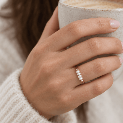 Addie Mini Pearl Row Ring - CLAYCALI