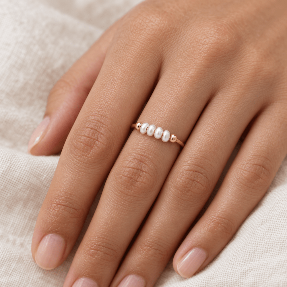 Addie Mini Pearl Row Ring - CLAYCALI