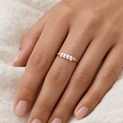 Addie Mini Pearl Row Ring - CLAYCALI