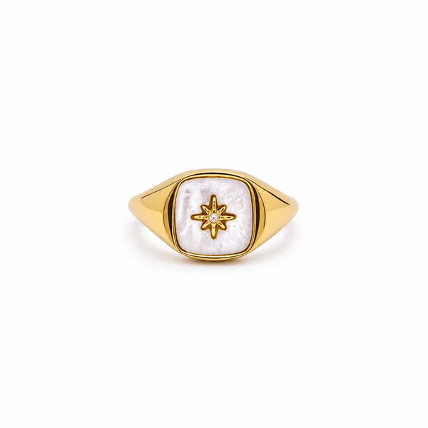Rae Mother of Pearl Star Signet Ring