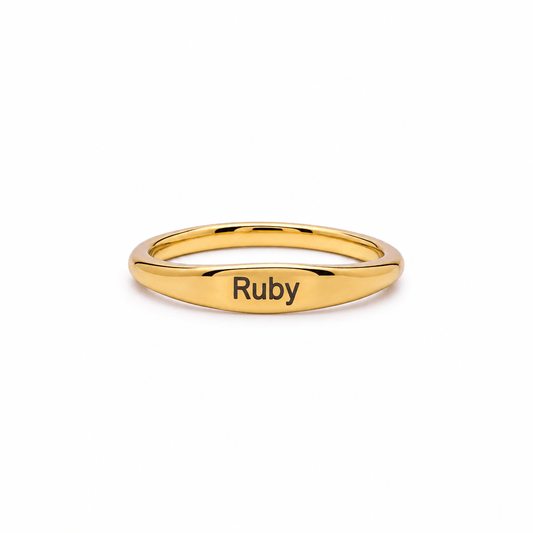 Jordan Engraved Name Band Ring - CLAYCALI