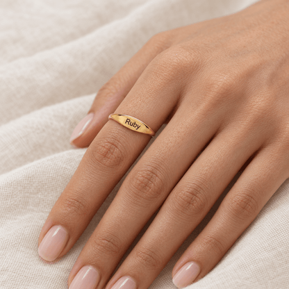 Jordan Engraved Name Band Ring - CLAYCALI