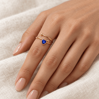 Natalie Solo Heart Birthstone Ring - CLAYCALI