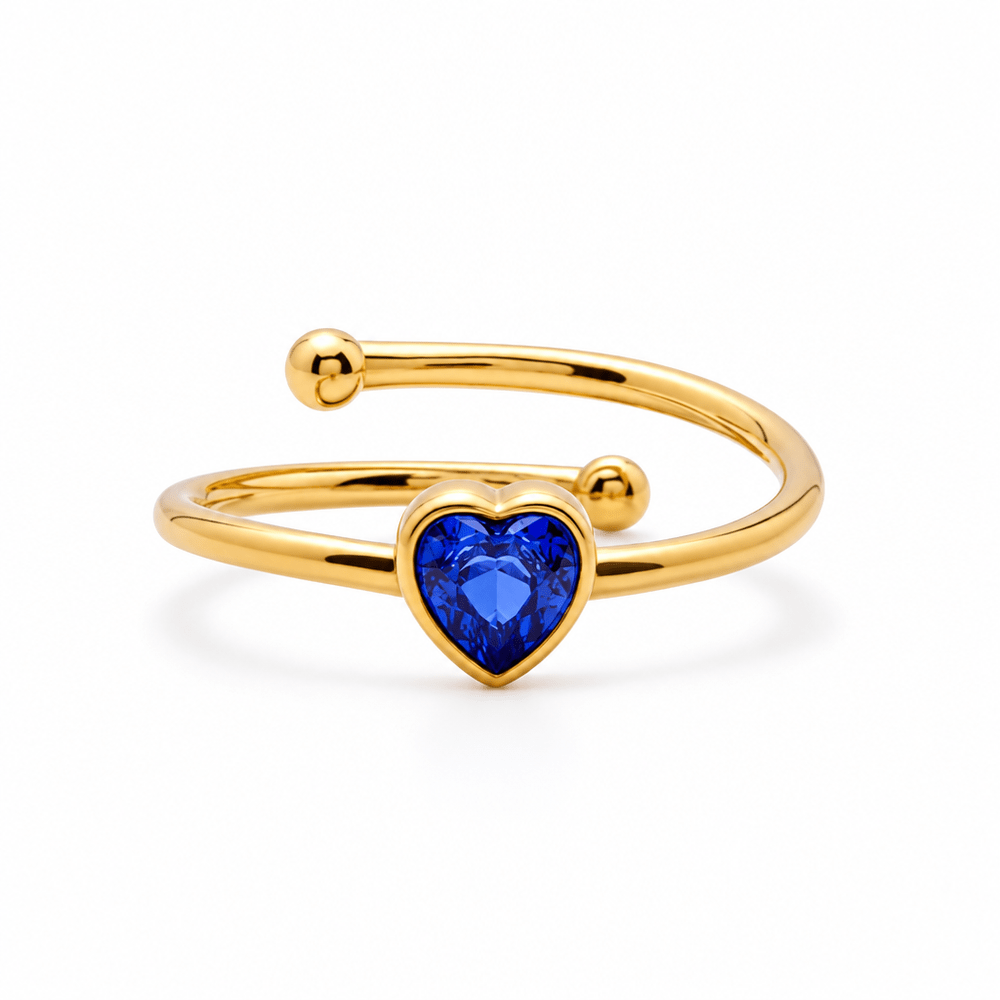 Natalie Solo Heart Birthstone Ring - CLAYCALI