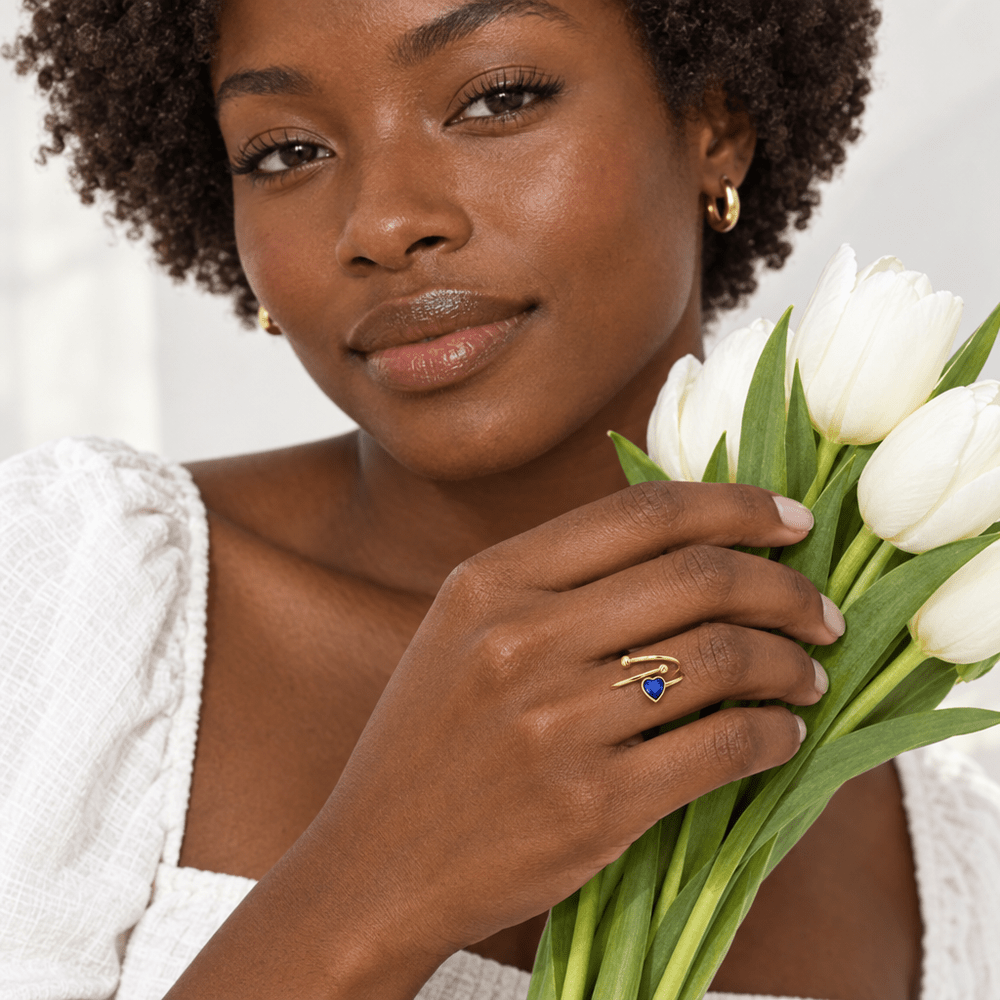 Natalie Solo Heart Birthstone Ring - CLAYCALI