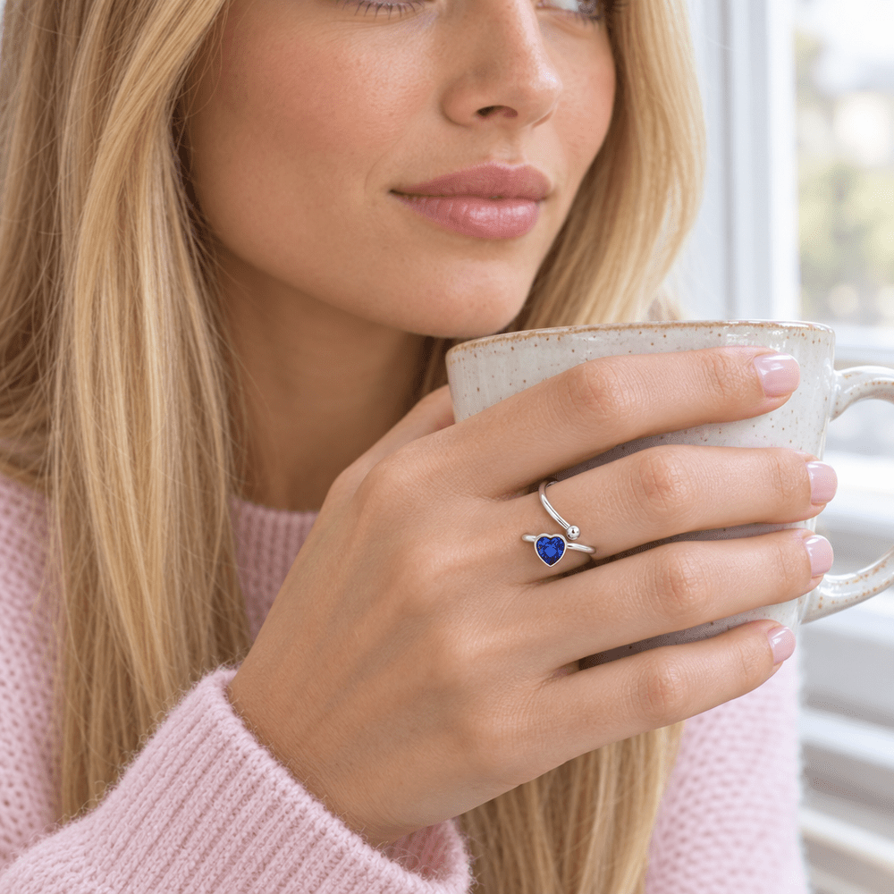 Natalie Solo Heart Birthstone Ring - CLAYCALI
