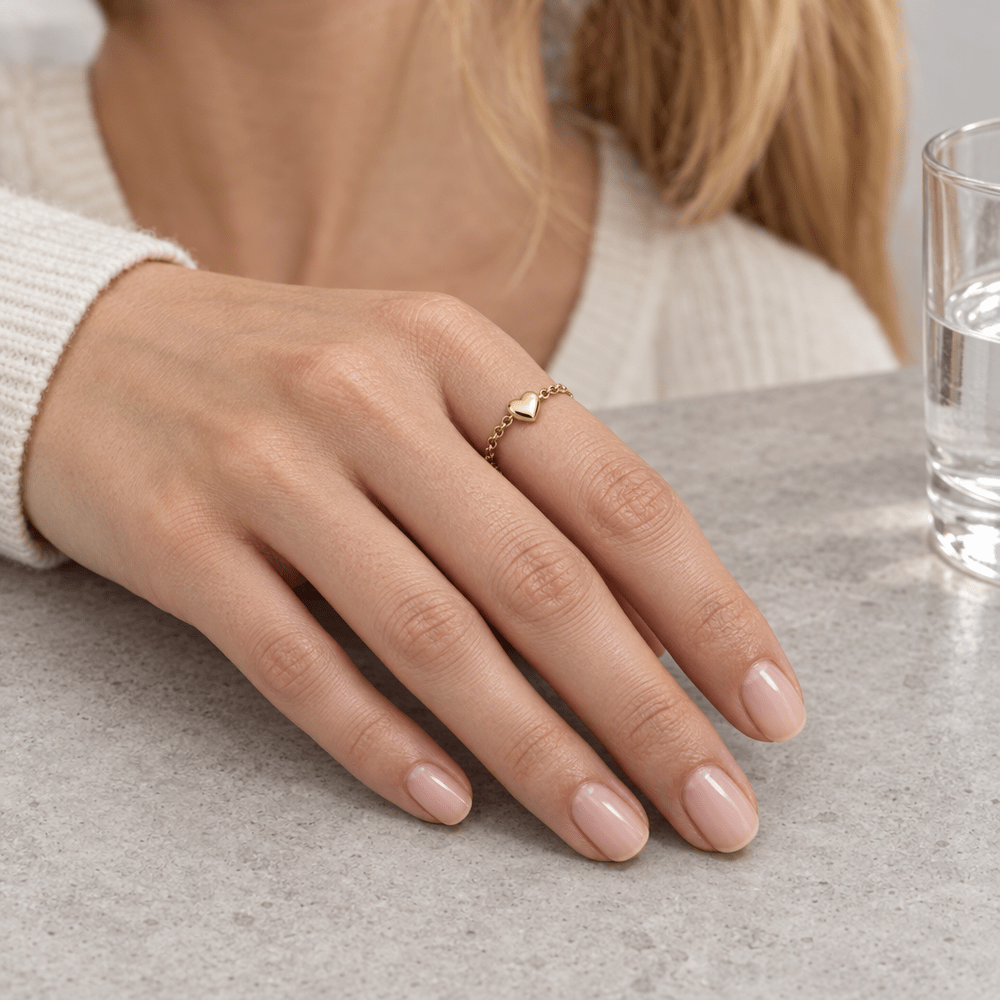 Jessa Heart Chain Ring - CLAYCALI