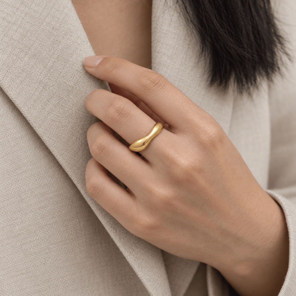 Zara Sculpted Wave Statement Ring - CLAYCALI