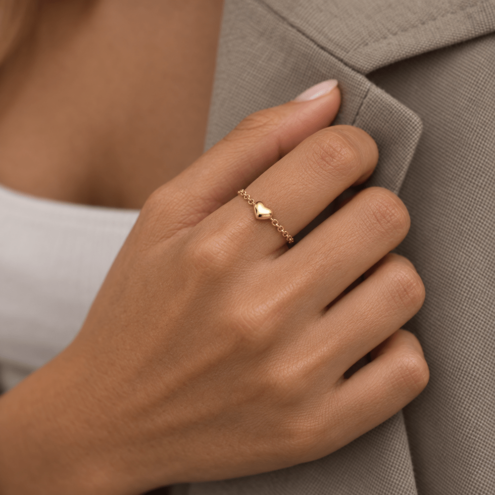Jessa Heart Chain Ring - CLAYCALI