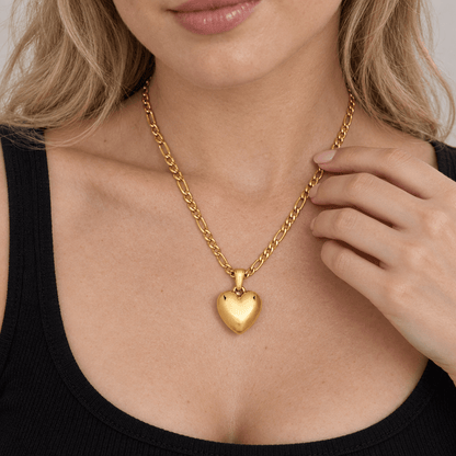 Fern Puffy Heart Pendant Necklace - CLAYCALI