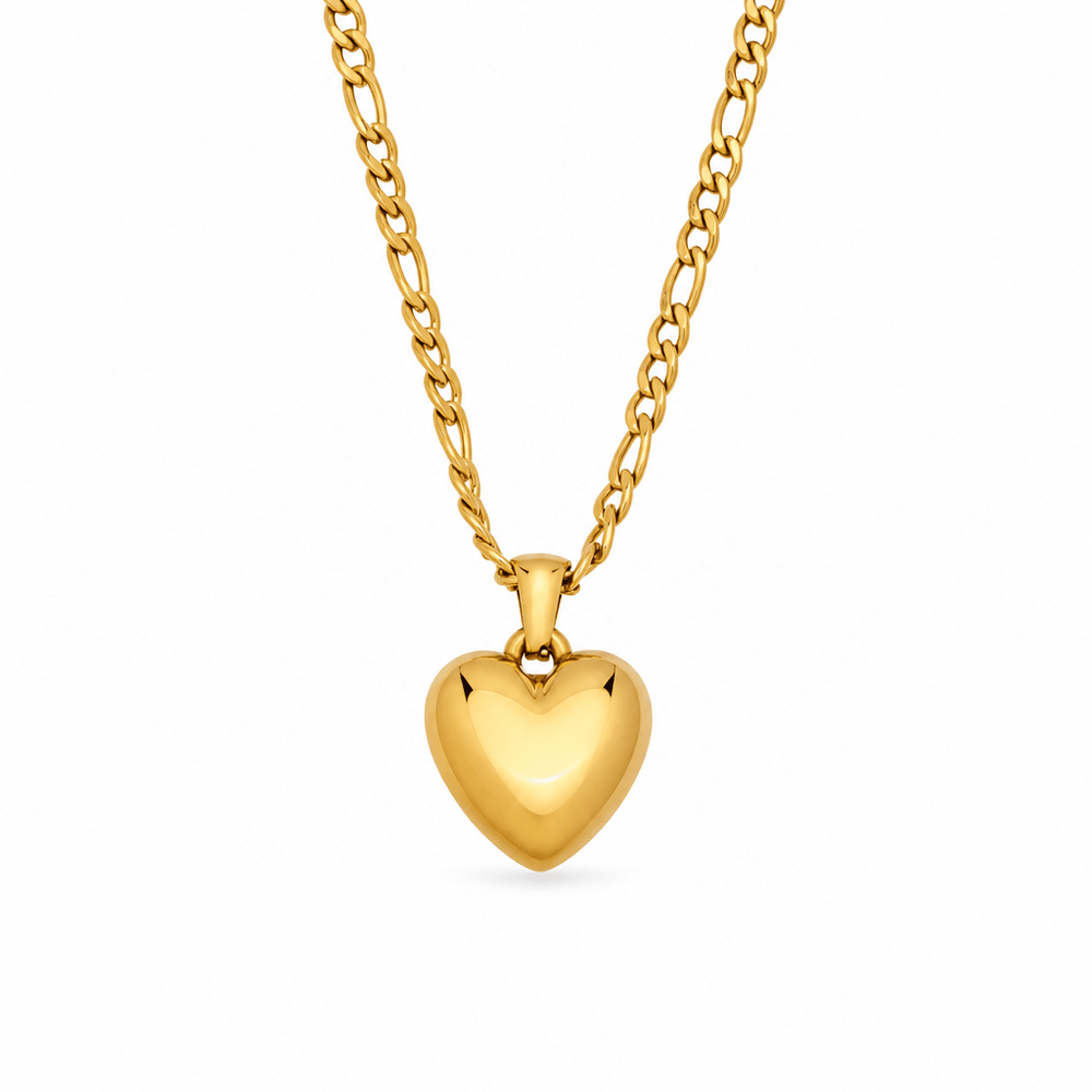Fern Puffy Heart Pendant Necklace - CLAYCALI