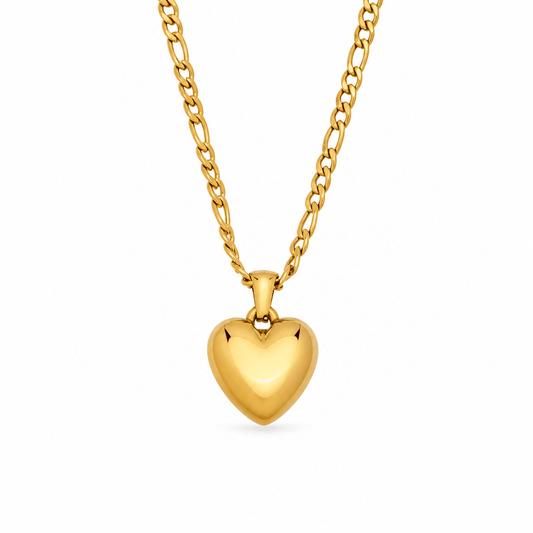 Fern Puffy Heart Pendant Necklace - CLAYCALI