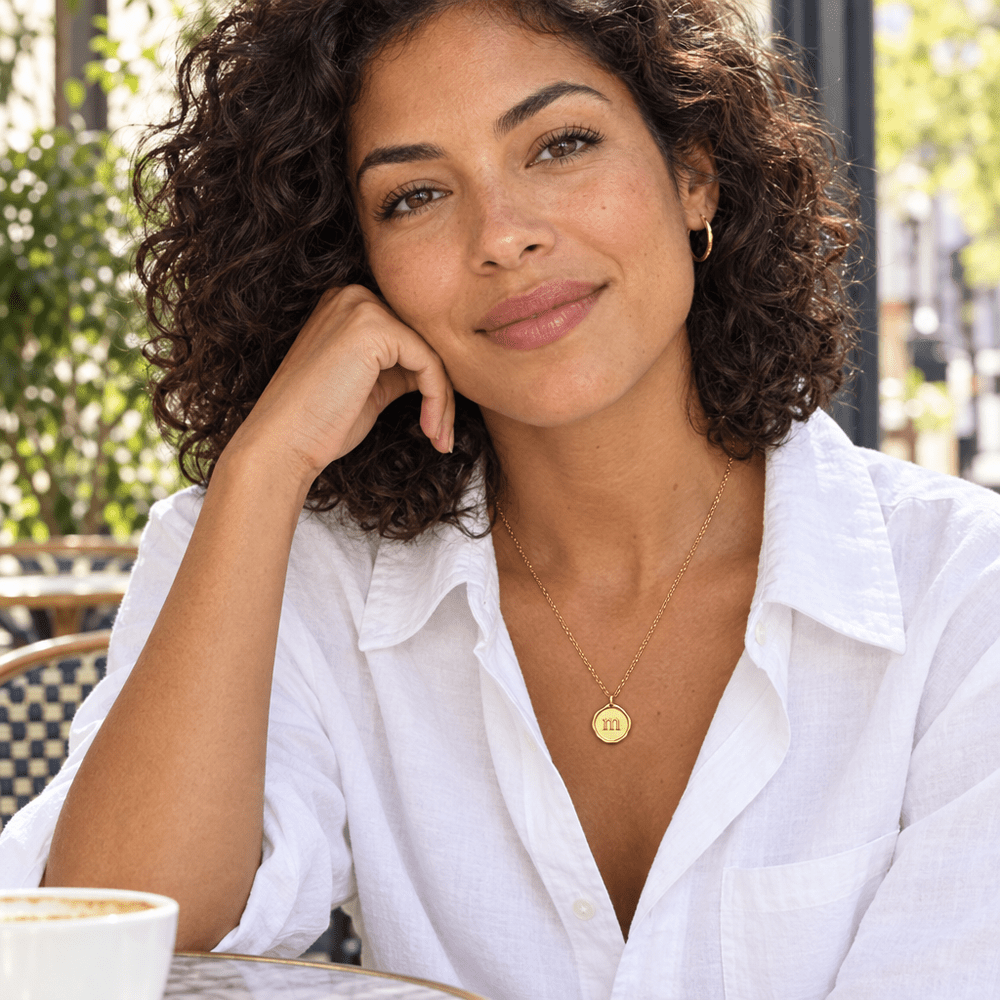 Annie Initial Stamp Necklace - CLAYCALI