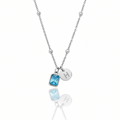 Harley Baguette Initial Birthstone Necklace - CLAYCALI