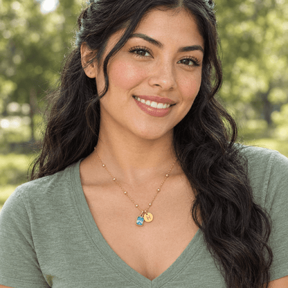 Harley Baguette Initial Birthstone Necklace - CLAYCALI