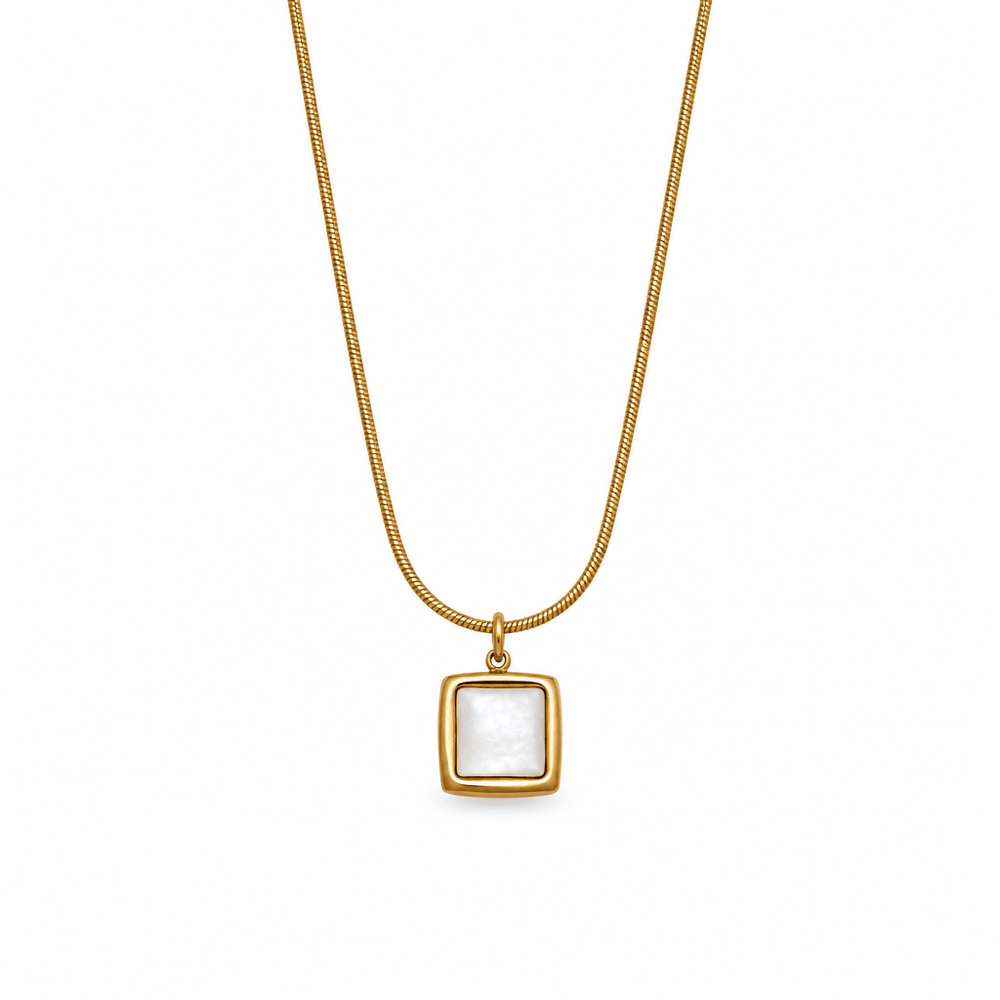 Kaylee Mother of Pearl Square Pendant Necklace - CLAYCALI