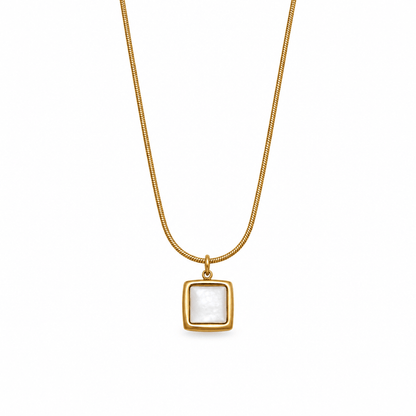 Kaylee Mother of Pearl Square Pendant Necklace - CLAYCALI