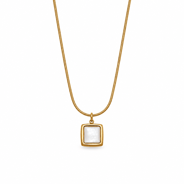Kaylee Mother of Pearl Square Pendant Necklace