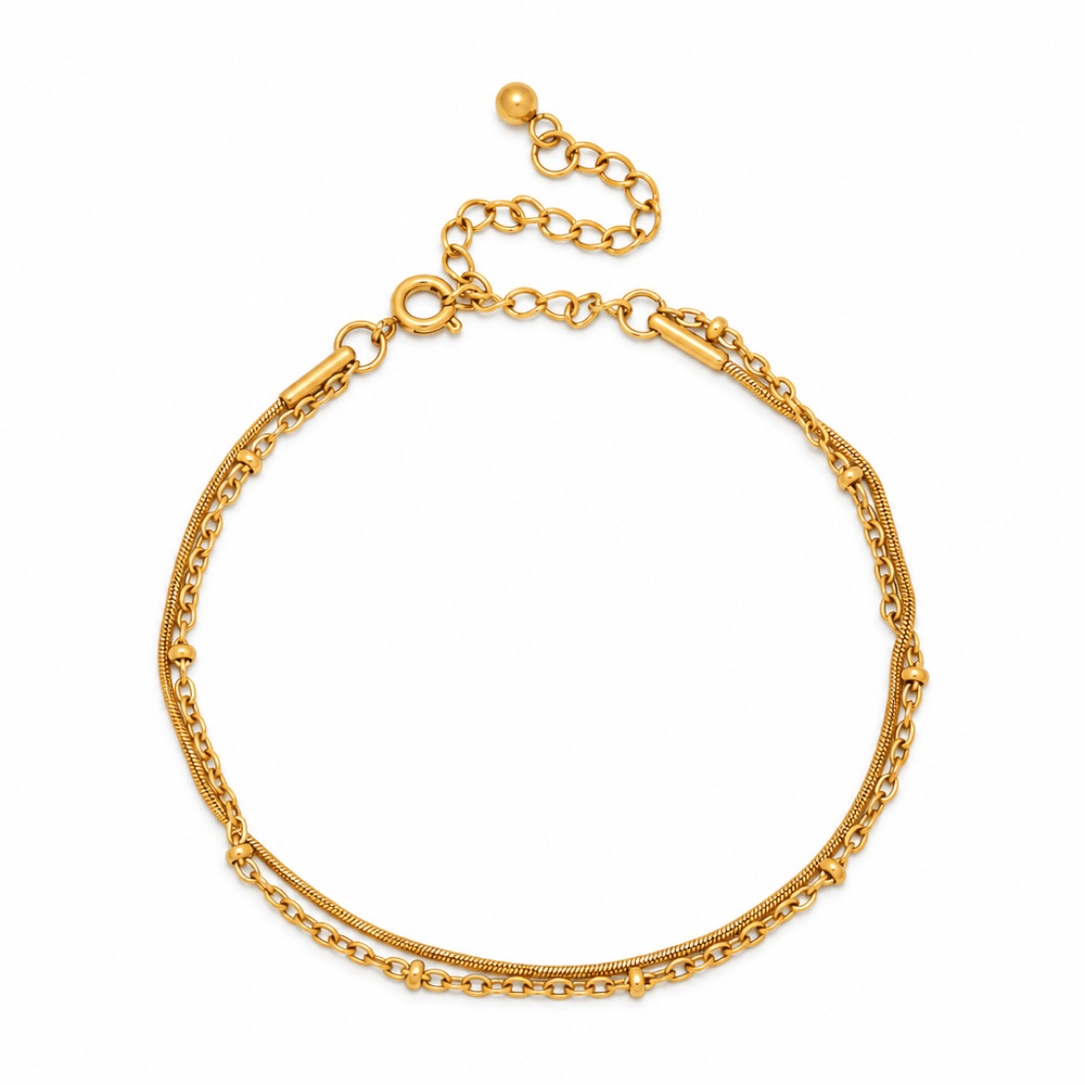 June Beaded & Snake Chain Layered Bracelet - CLAYCALI