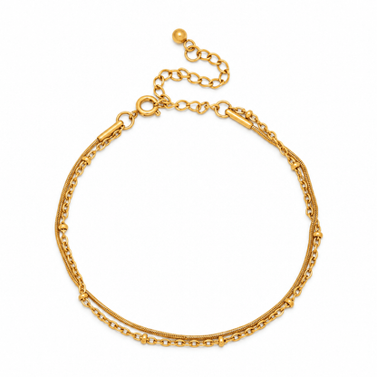 June Beaded & Snake Chain Layered Bracelet - CLAYCALI