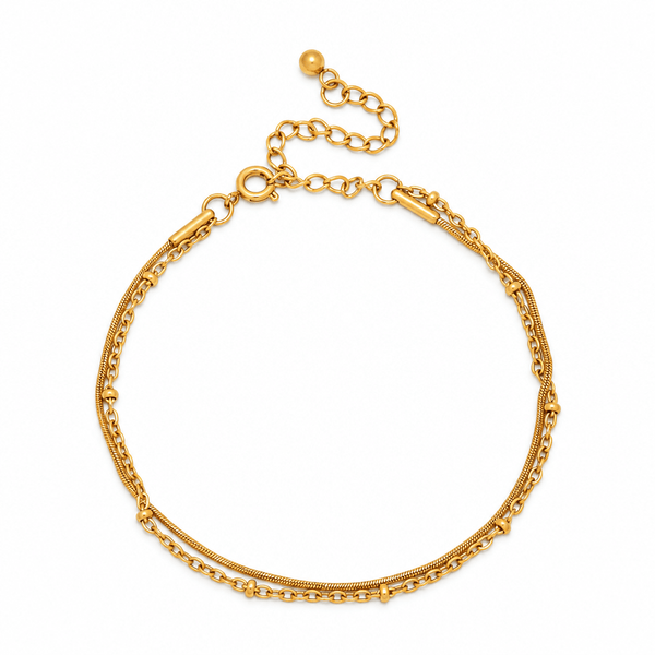 June Beaded & Snake Chain Layered Bracelet