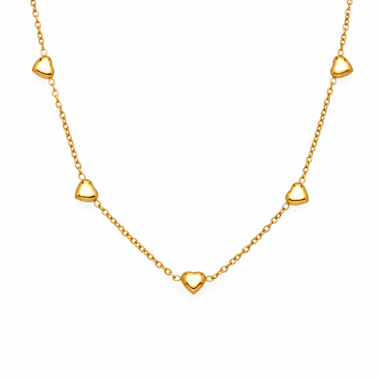 Delia Puffed Heart Station Necklace - CLAYCALI