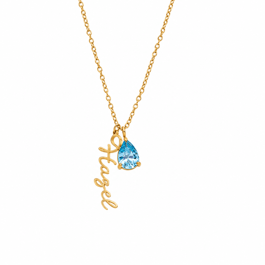 Daphne Dainty Name & Birthstone Charm Necklace - CLAYCALI