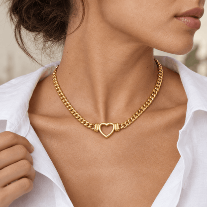 Liv Heart Chain Necklace - CLAYCALI