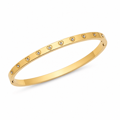 Eloise Crystal Heart Bangle - CLAYCALI