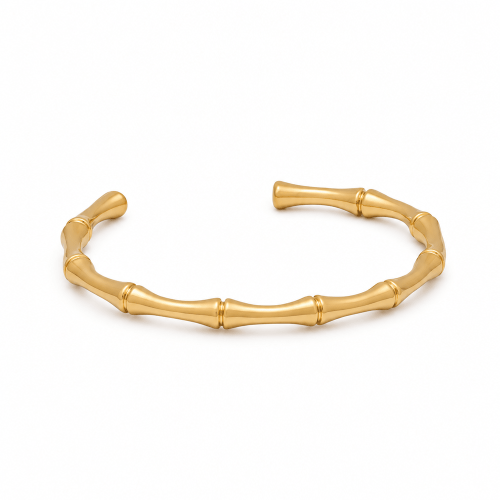Edie Bamboo Gold Cuff Bracelet - CLAYCALI