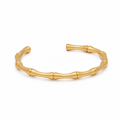 Edie Bamboo Gold Cuff Bracelet - CLAYCALI