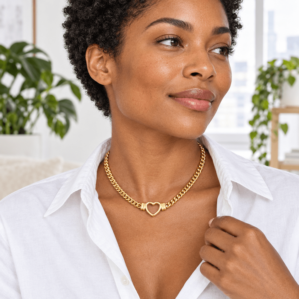 Liv Heart Chain Necklace - CLAYCALI