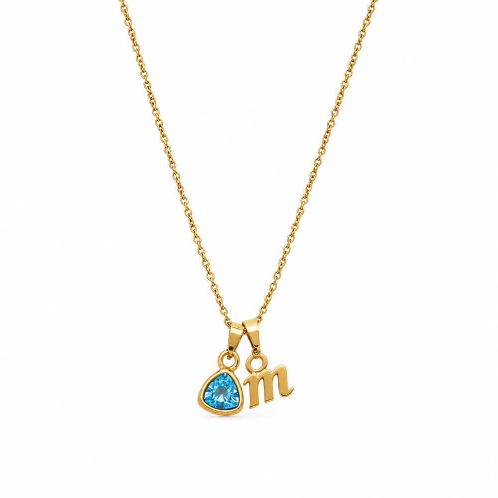 Marlo By Heart Initial & Birthstone Necklace - CLAYCALI