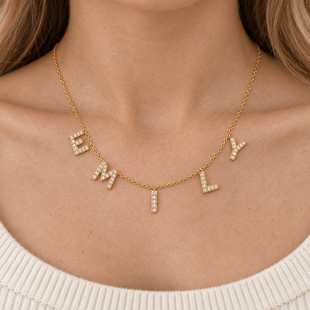 Bonnie Pavé Custom Name Necklace - CLAYCALI