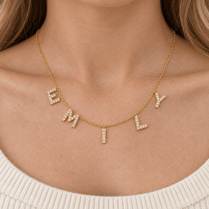 Bonnie Pavé Custom Name Necklace - CLAYCALI