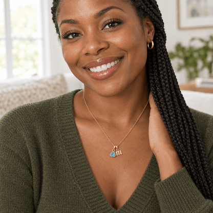 Marlo By Heart Initial & Birthstone Necklace - CLAYCALI