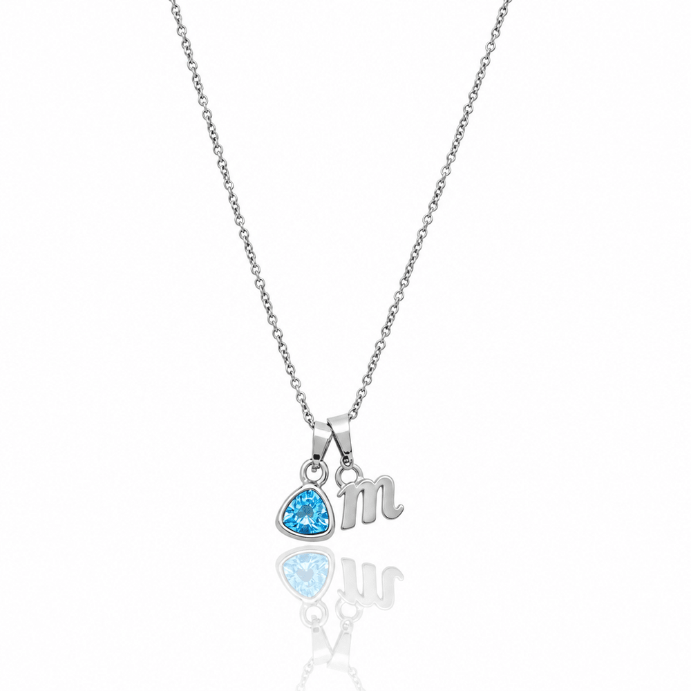 Marlo By Heart Initial & Birthstone Necklace - CLAYCALI