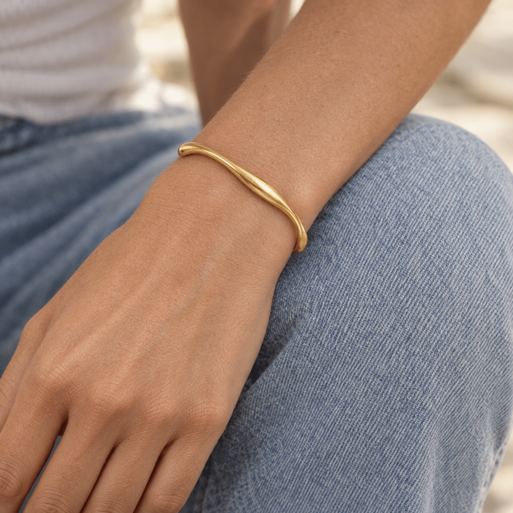 Pia Dune Gold Cuff Bracelet - CLAYCALI