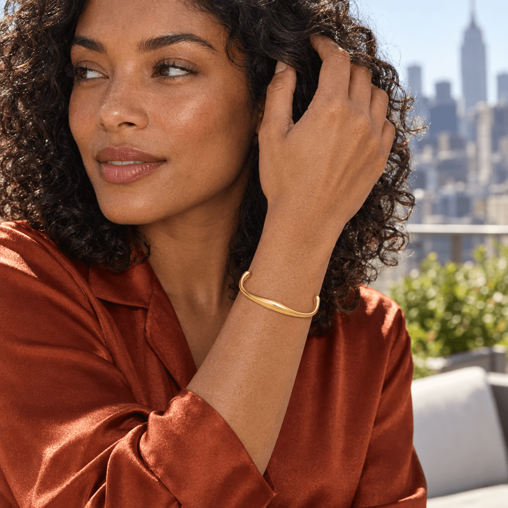 Pia Dune Gold Cuff Bracelet - CLAYCALI