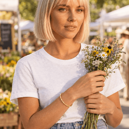 Edie Bamboo Gold Cuff Bracelet - CLAYCALI