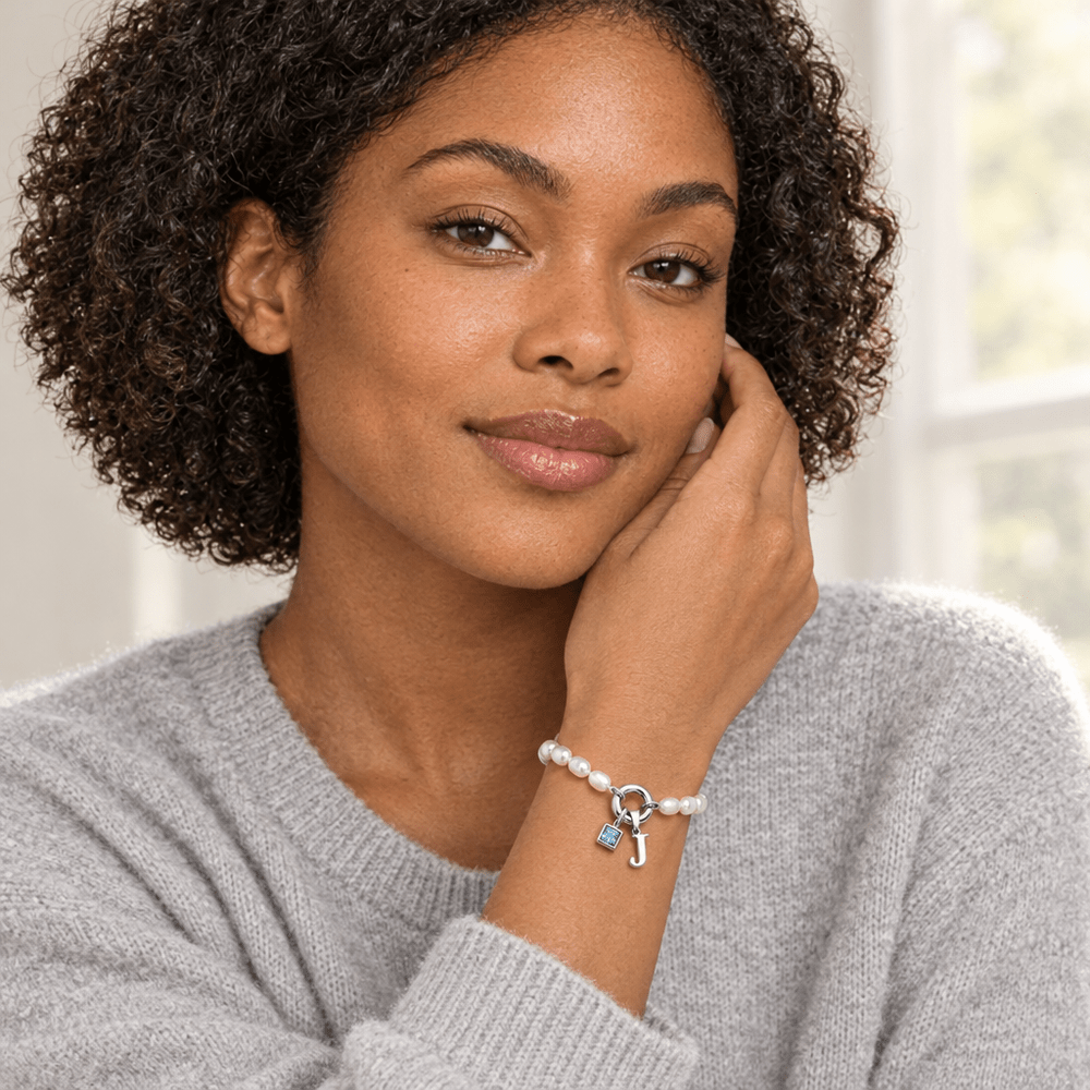 Jenna Pearl Initial Birthstone Bracelet - CLAYCALI