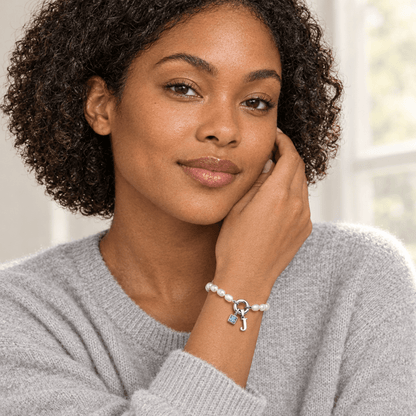 Jenna Pearl Initial Birthstone Bracelet - CLAYCALI