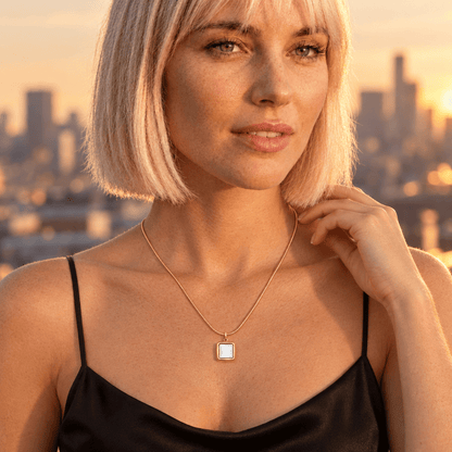 Kaylee Mother of Pearl Square Pendant Necklace - CLAYCALI
