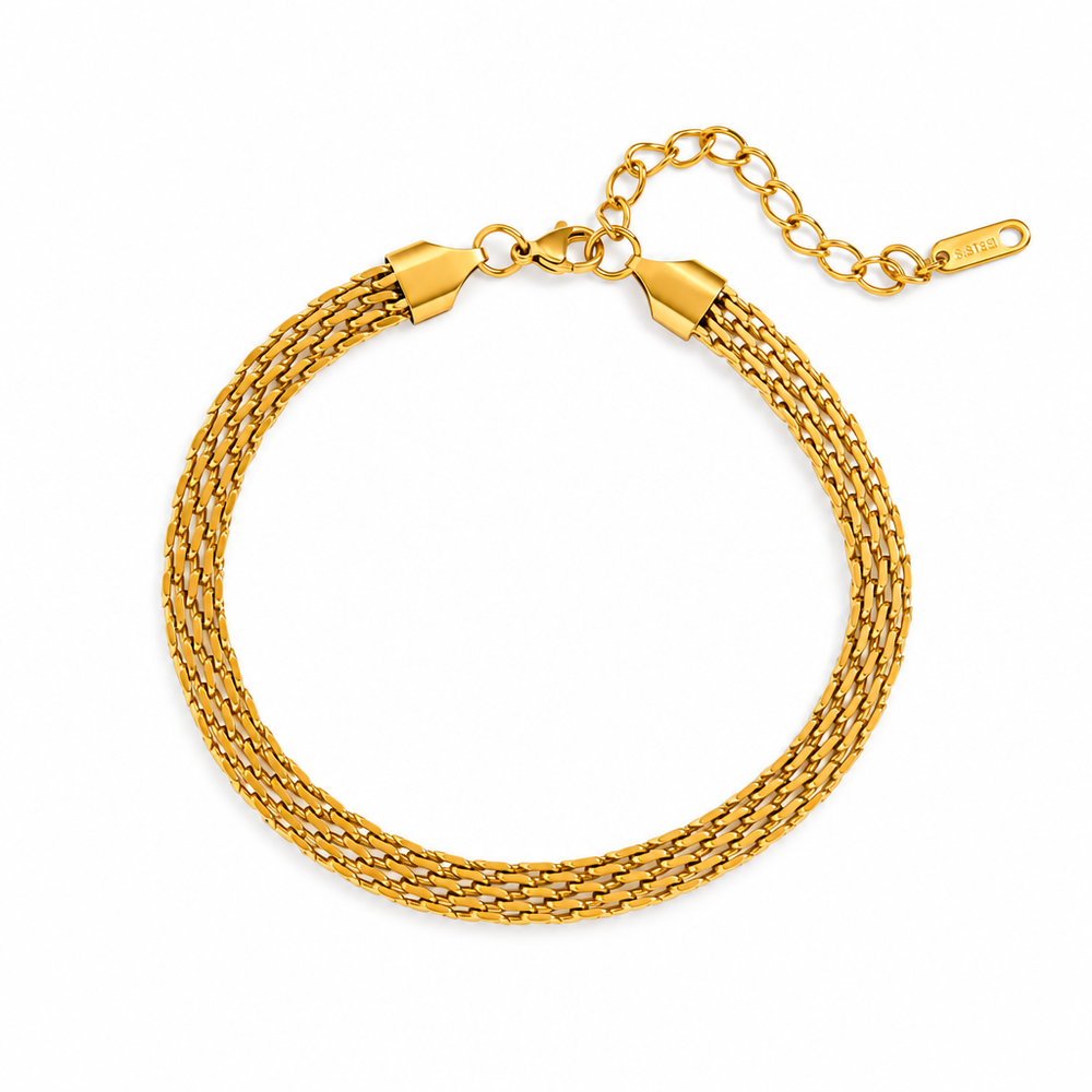 Marlowe Mesh Chain Gold Anklet — white background