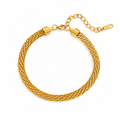 Marlowe Mesh Chain Gold Anklet — white background